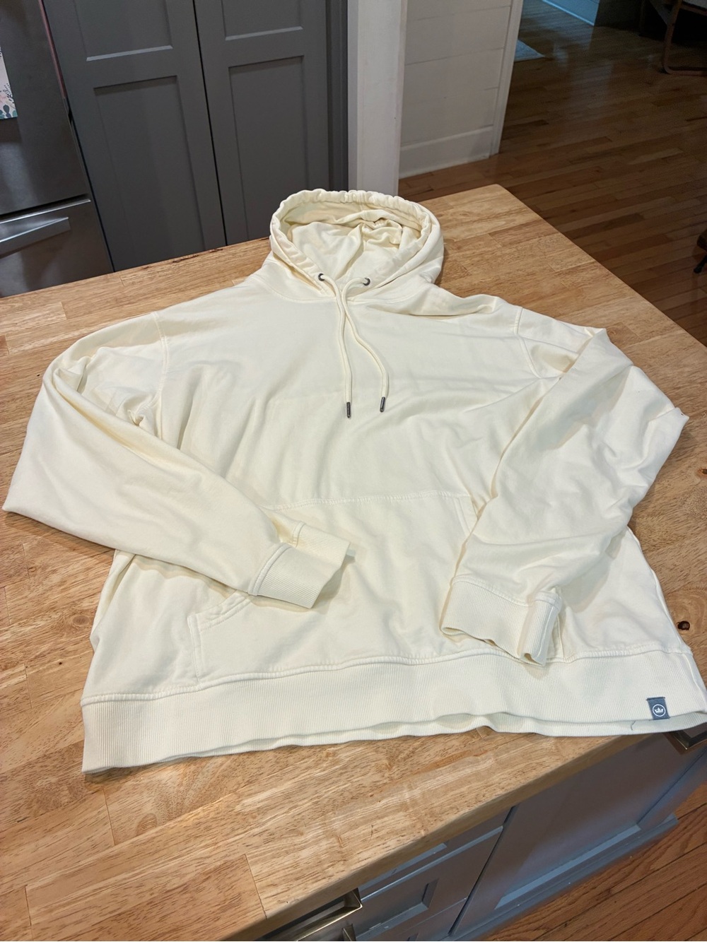 PETER MILLAR Mens LARGE HOODIE Cream LAVA WASH PULLOVER SWEATSHIRT O10